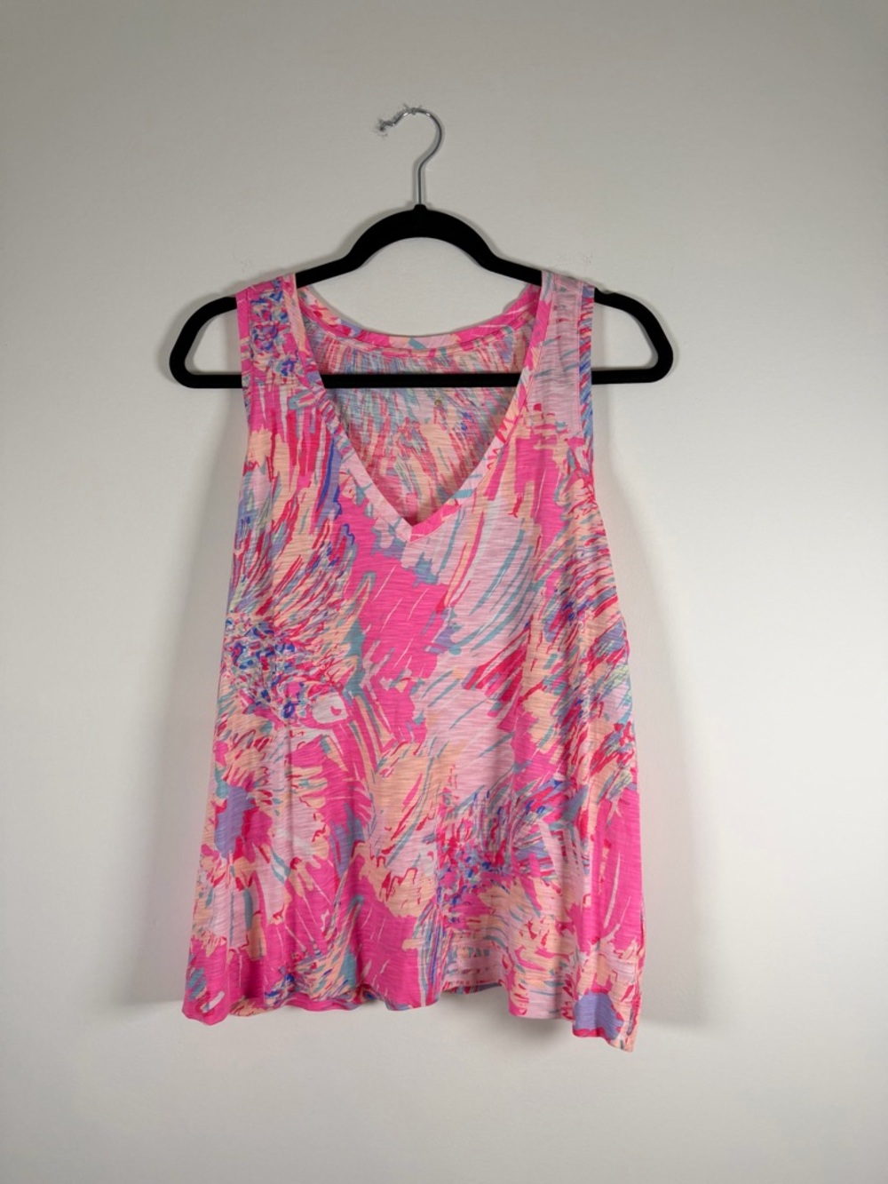 Lilly Pulitzer Bright Pink Multicolor V-Neck Tank